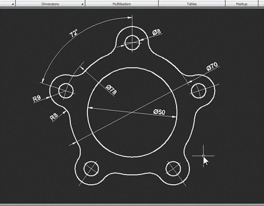 Диаметры и угловые размеры | AutoCAD
